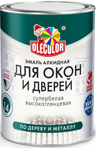 Краска Olecolor Для окон и дверей 0.9 кг (белый)