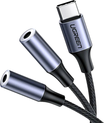 Кабель Ugreen AV144 30732 USB Type-C - 2 x 3.5 мм (0.25 м, черный)