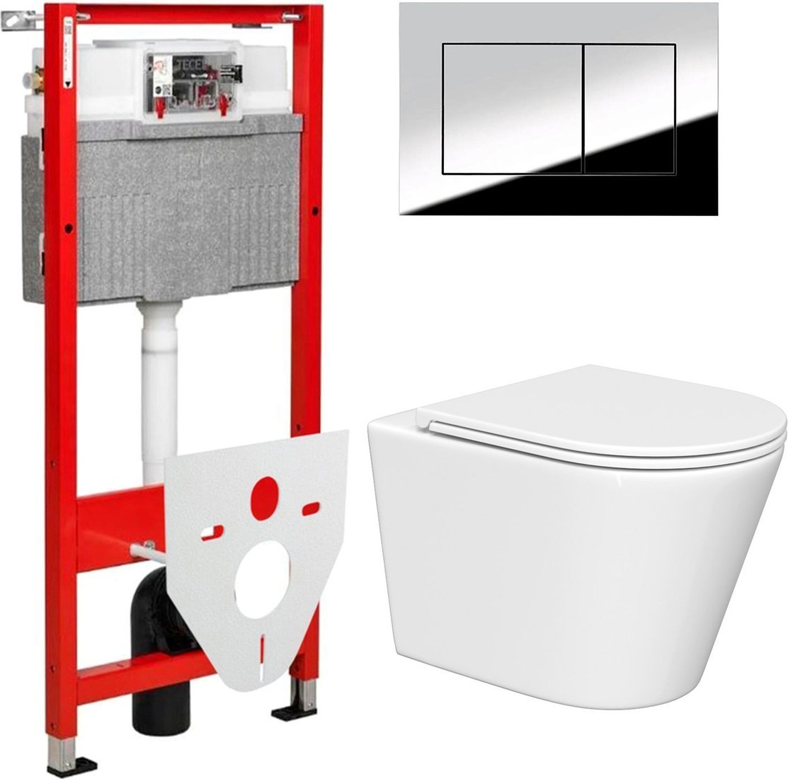 Унитаз подвесной Lauter Longer 2110822 + TECE Kit 9400412 с кнопкой (хром)