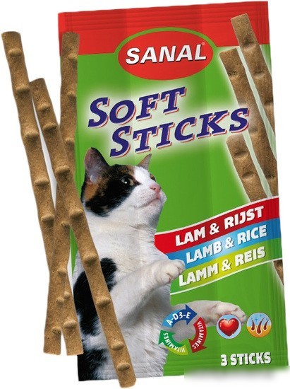 Лакомство для кошек Sanal Soft Sticks Lamb & Rice с ягненком и рисом 15 г Лакомство для кошек Sanal Soft Sticks Lamb & Rice с ягненком и рисом 15 г