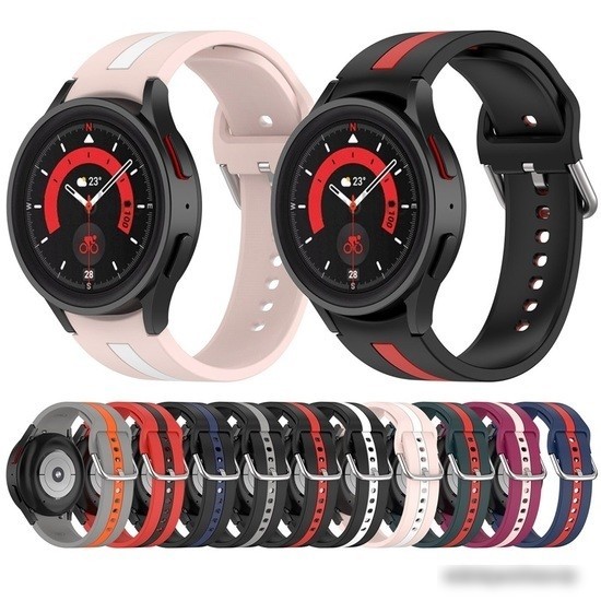 Ремешок Rumi Sport Line силиконовый для Samsung Galaxy Watch4/5 (20 мм, серый/оранжевый)