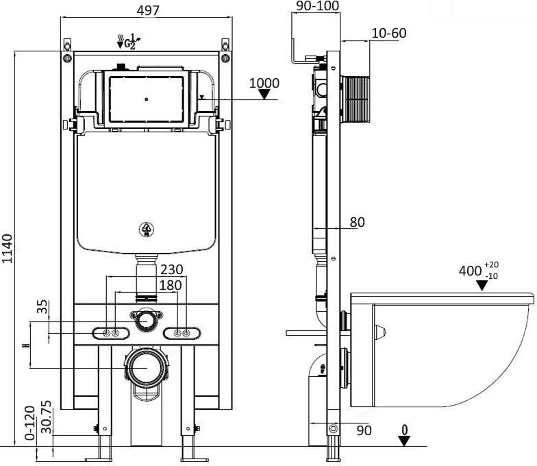 Унитаз подвесной WeltWasser Amberg 497 + Merzbach 043 GL-WT + Amberg RD-CR