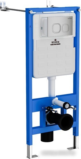 Унитаз подвесной Roxen Porto One Rimless 6 в 1 StounFix Slim 551921 (кнопка: хром)