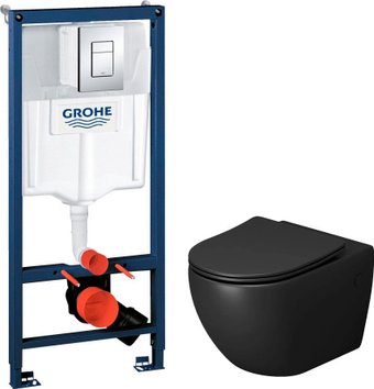 Унитаз подвесной Grossman GR-4411BMSQ + GROHE Rapid SL 38772001 (с кнопкой)
