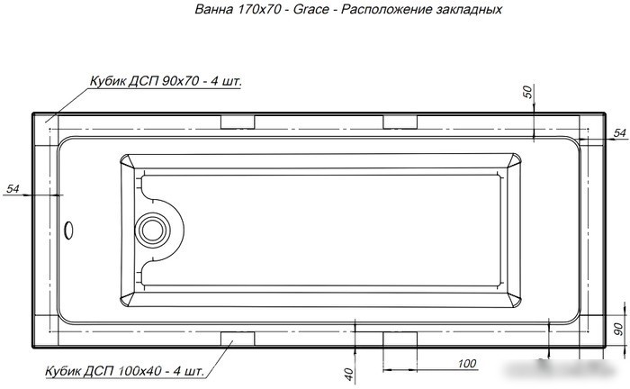 Ванна Aquanet Grace 170x70 00312653