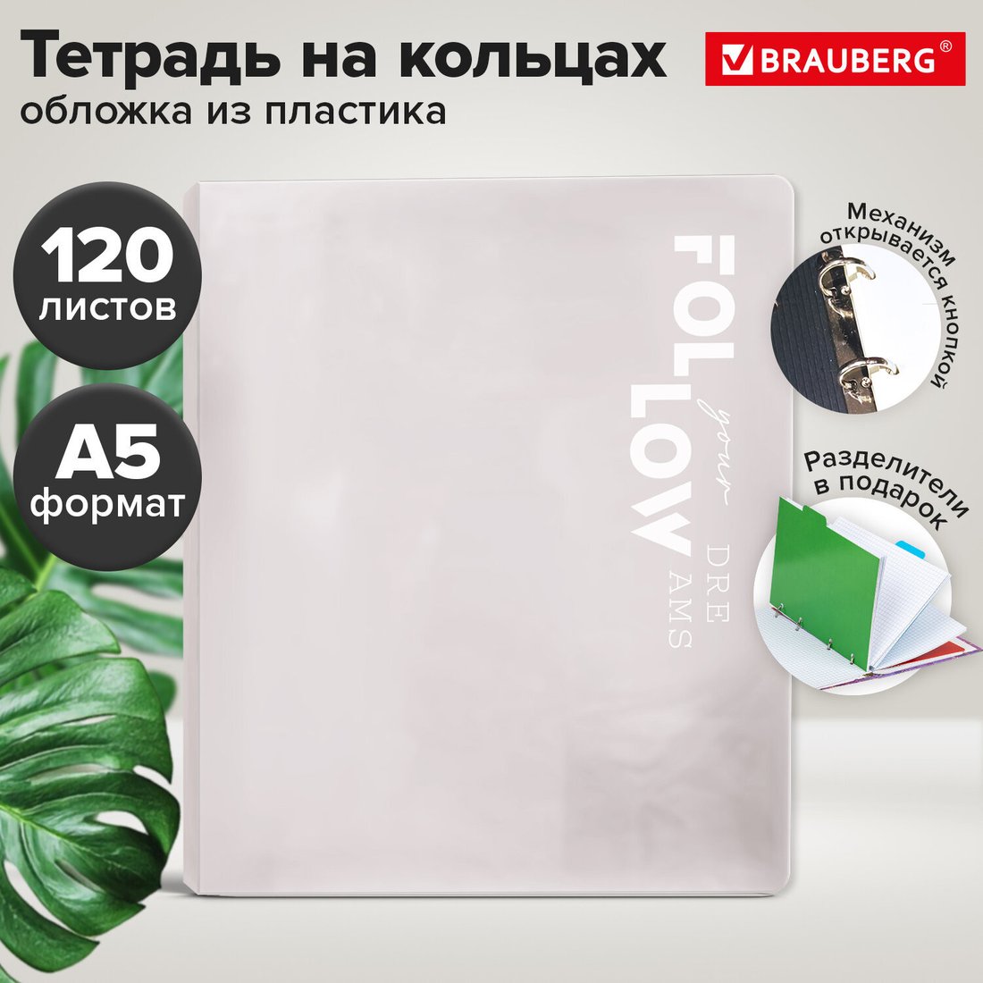 Общая тетрадь BRAUBERG Move 405258 (120л, белый)