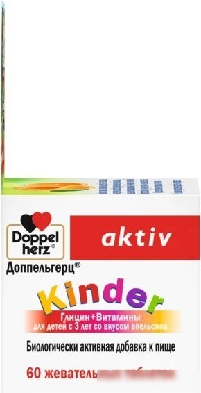 БАД Doppelherz Kinder Глицин+Витамины для детей с 3 лет (60таблеток, апельсин)