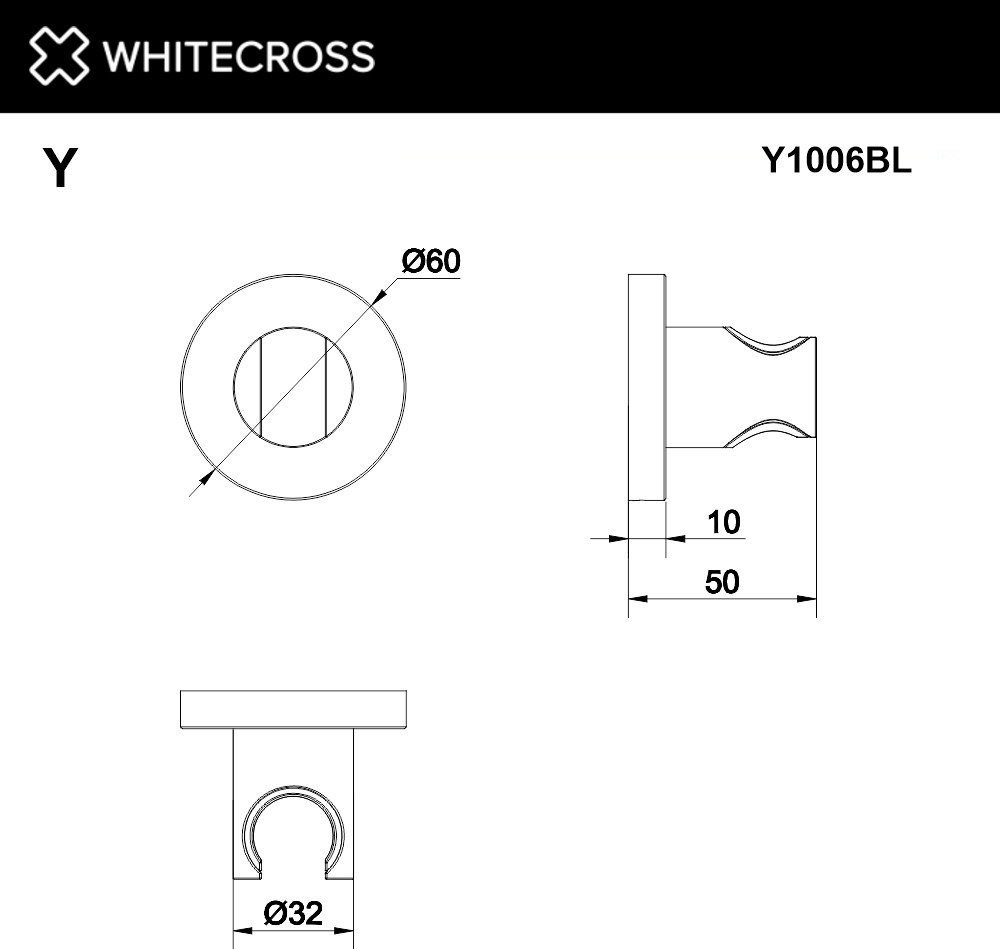 Держатель душевой лейки Whitecross Y1006BL (черный матовый)