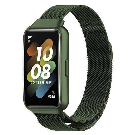 Браслет Rumi Milanese loop металлический для Huawei Band 7 (темно-зеленый)