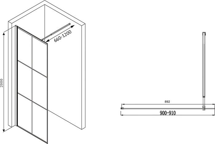 Душевая стенка Abber Immer Offen AG62090B