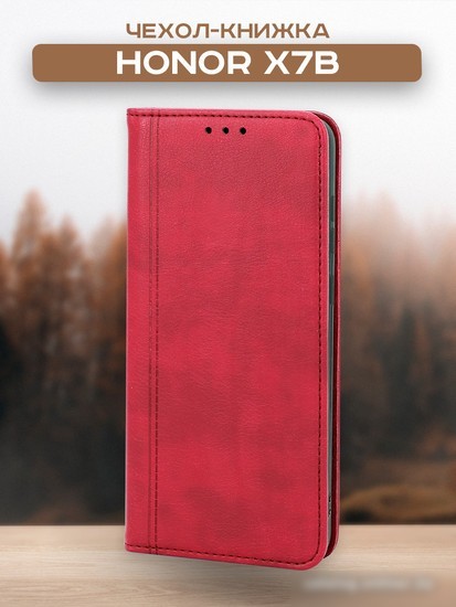 Чехол для телефона Case Book для Honor X7b (темно-красный)