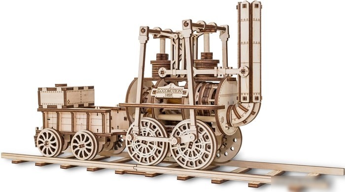 Сборная модель Eco-Wood-Art Локомотив с резиномотором