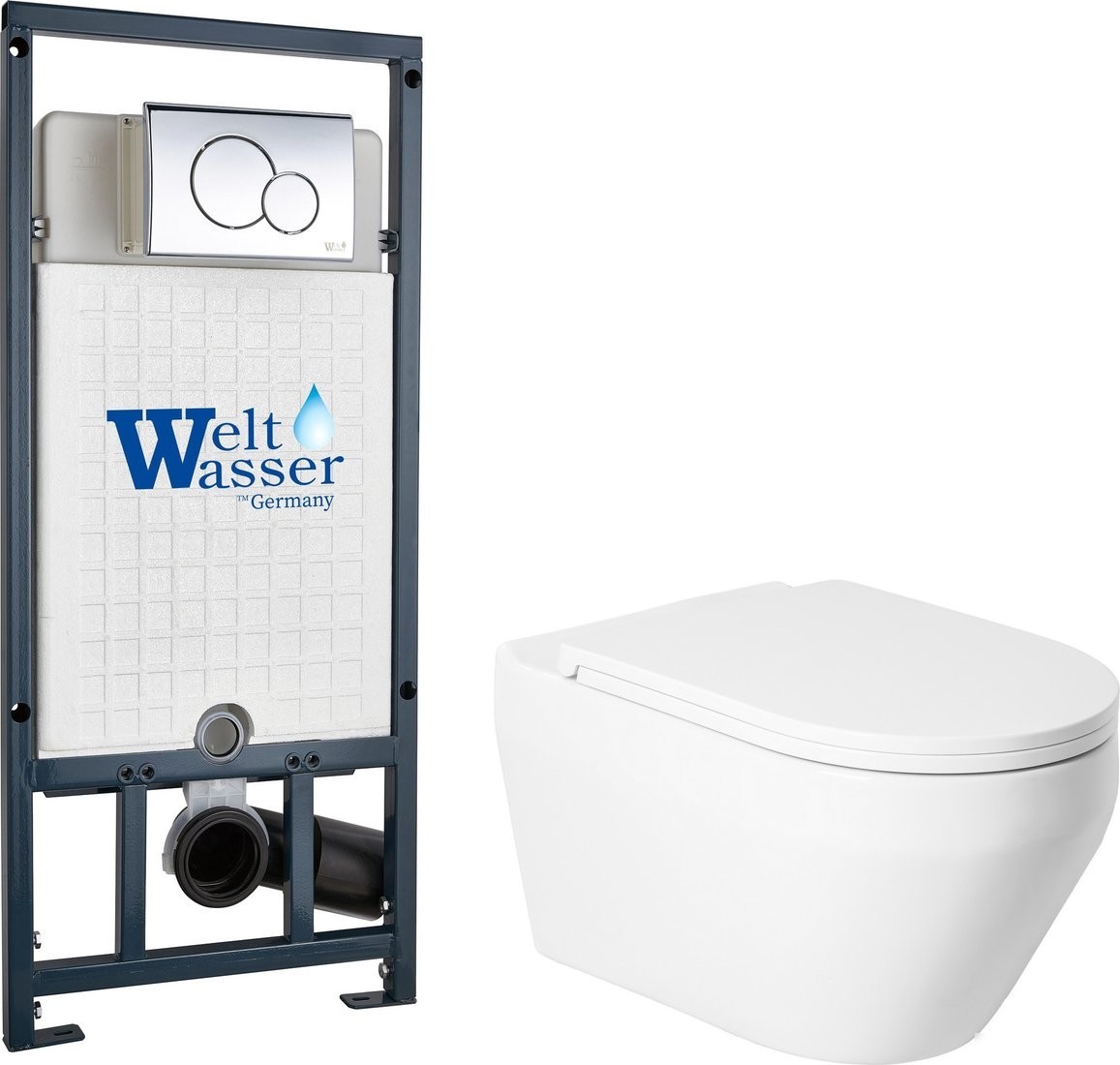 Унитаз подвесной Saniteco KW-9009W + Marberg 507 + Marberg 507 RD CR