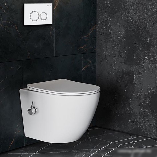 Унитаз подвесной Roxen Antares Bidet в комплекте с инсталляцией StounFix Slim 6 в 1 902672 (кнопка: белый глянец)