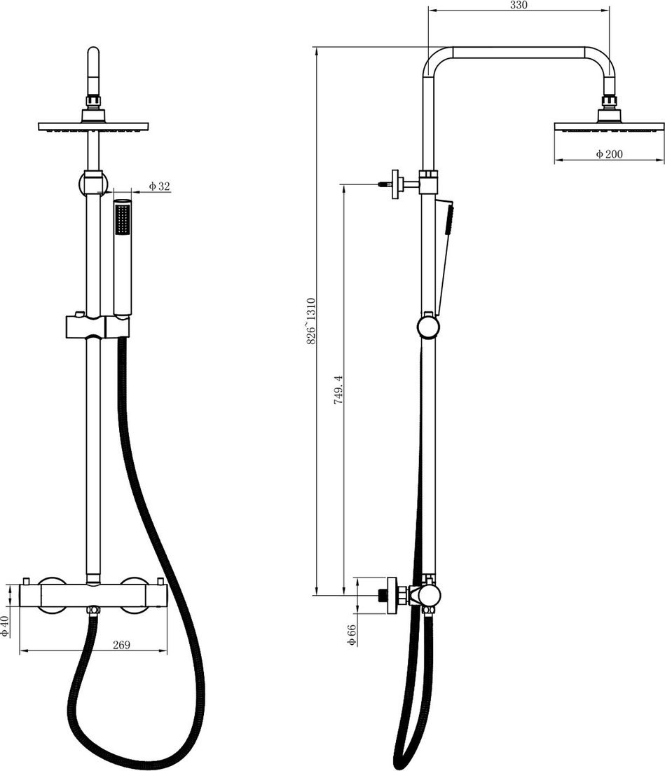 Душевая система Lauter Thermal 21SH30100-2