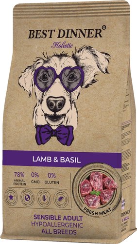 Сухой корм для собак Best Dinner Holistic Adult Sensible Hypoallergenic Medium&Maxi Lamb&Basil (3 кг)