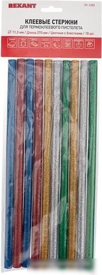 Клеевые стержни Rexant 09-1285 (10 шт, разноцветный с блестками)