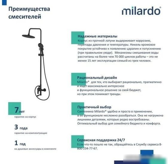 Душевая система Milardo Rora RORBL4FM06