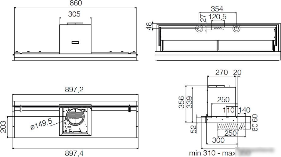 Кухонная вытяжка Elica Lever IX/A/86 PRF0160152