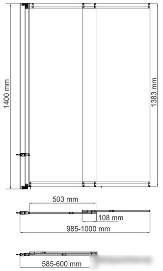 Стеклянная шторка для ванны Wasserkraft Main 41S02-100 WasserSchutz