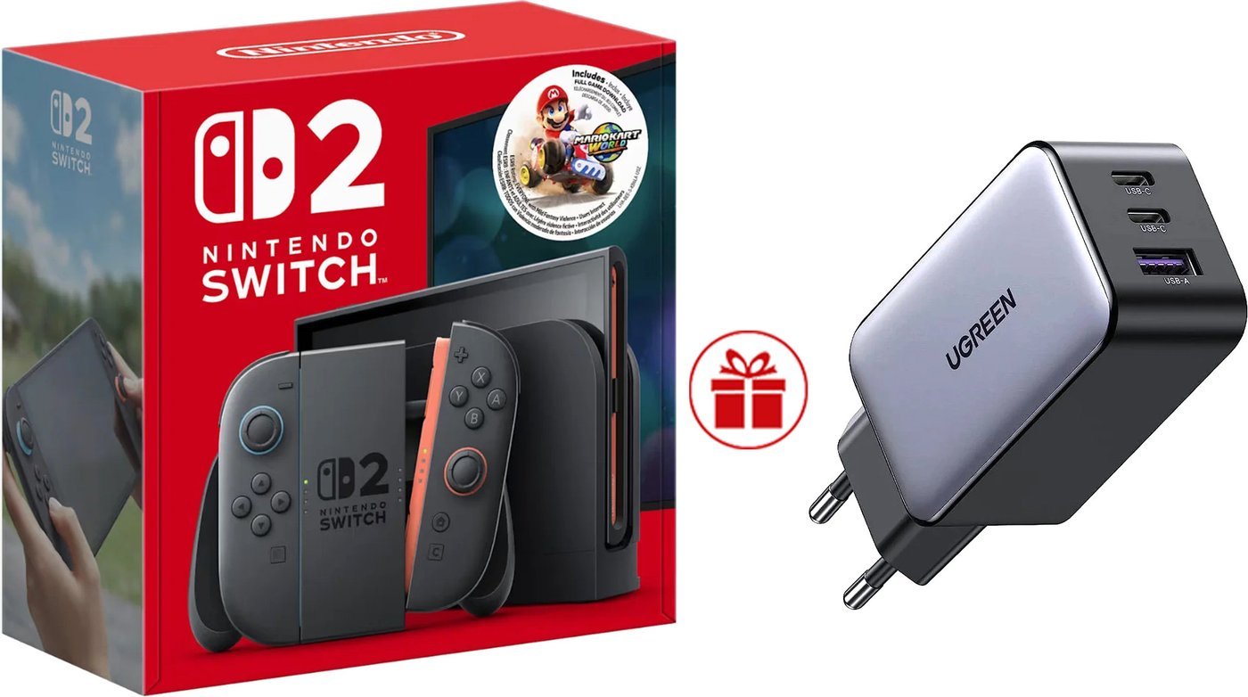 Игровая приставка Nintendo Switch 2 (Mario Kart World Bundle) + зарядное устройство Ugreen CD244 10335 по акции
