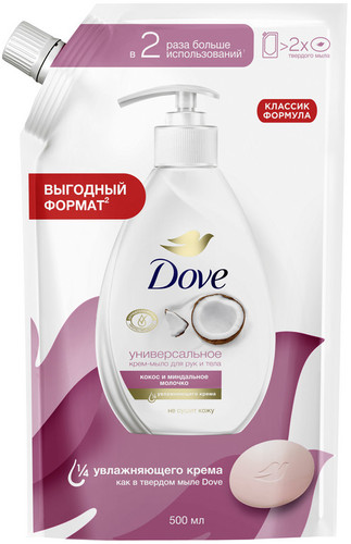 Dove Мыло жидкое Кокос и миндальное молочко 500 мл