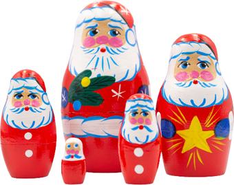 Развивающая игра Брестская Матрешка В виде Санта Клауса (набор 5 шт)