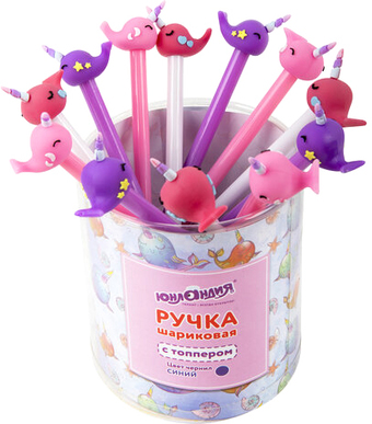 Ручка шариковая Юнландия Кит-Единорог 143783 (в ассортименте)