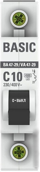 Выключатель автоматический EKF ВА 47-29 1P 10А (С) 4.5кА mcb4729-1-10C