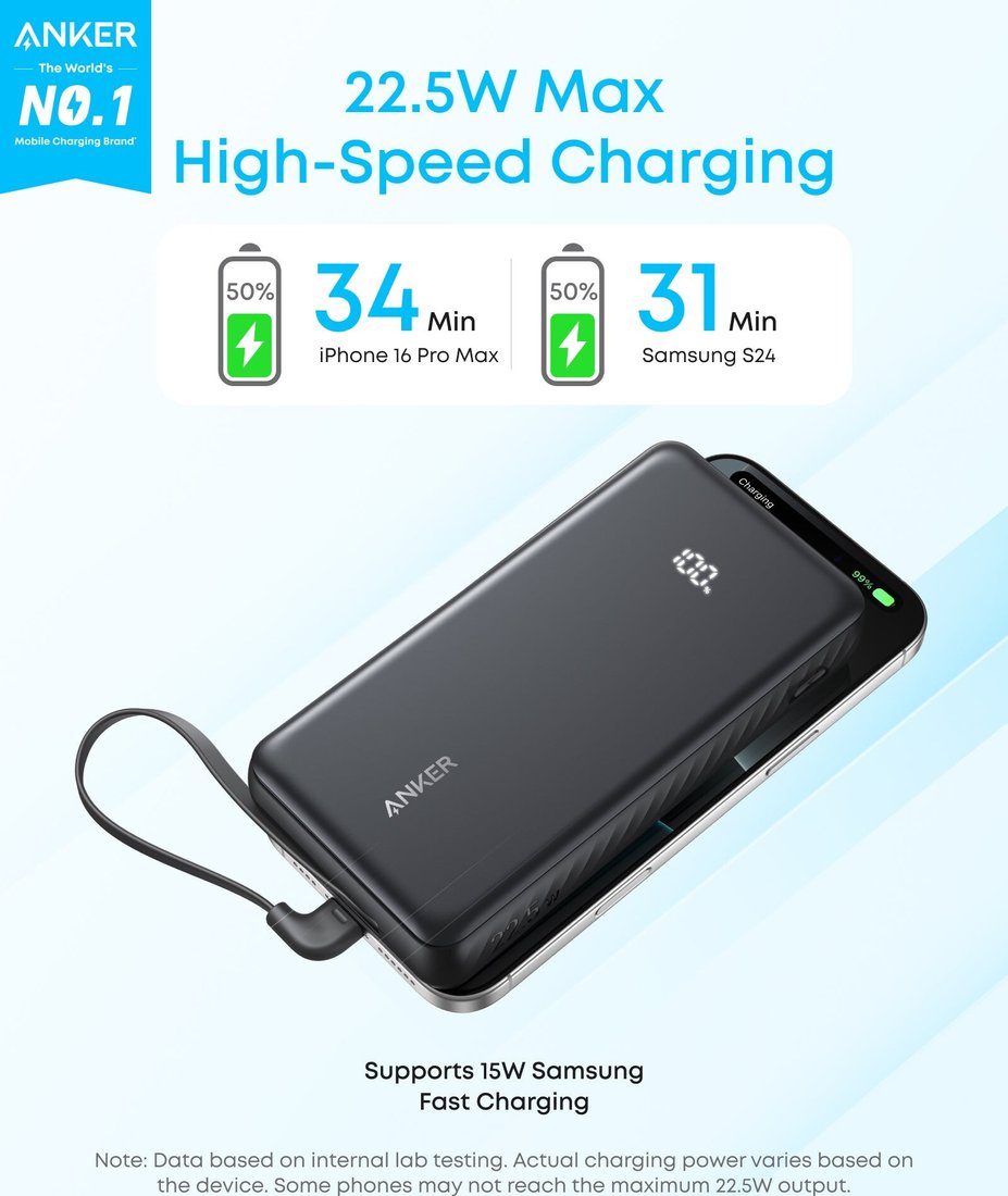 Внешний аккумулятор Anker Zolo A110EH 22.5W 20000mAh (черный)