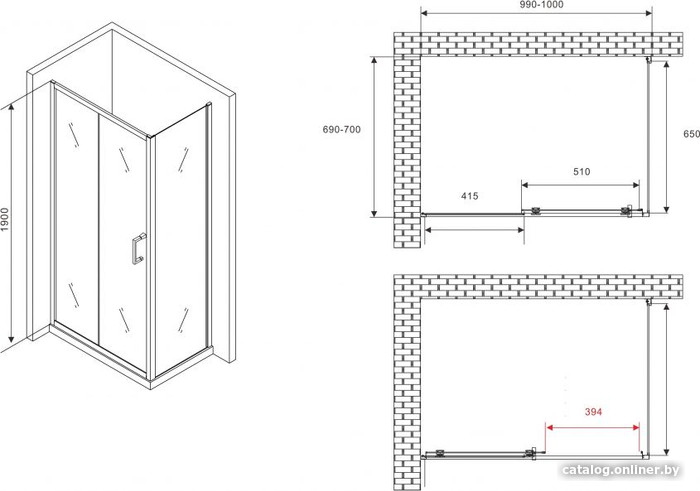 Душевой уголок Abber Schwarzer Diamant AG30100B5-S70B5