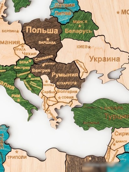 Пазл Woodary Карта мира L 3139 (3 уровня, multicolor)