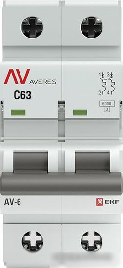 Выключатель автоматический EKF Averes AV-6 2P 63A (C) 6kA mcb6-2-63C-av