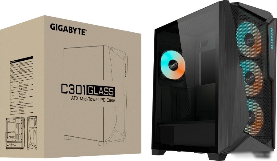 Корпус Gigabyte C301 Glass (черный)