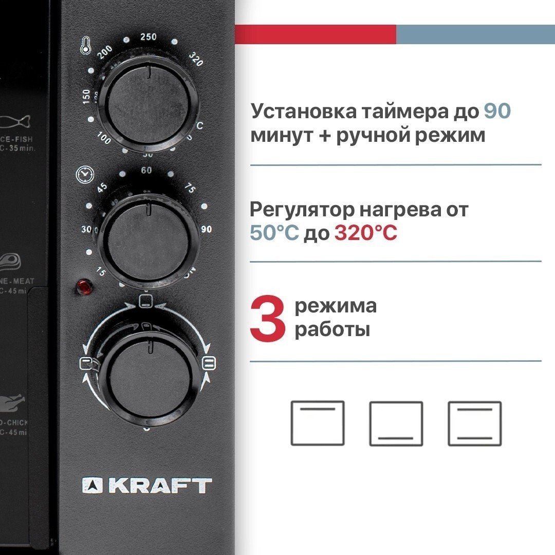 Мини-печь Kraft KF-MO 3200 DGR