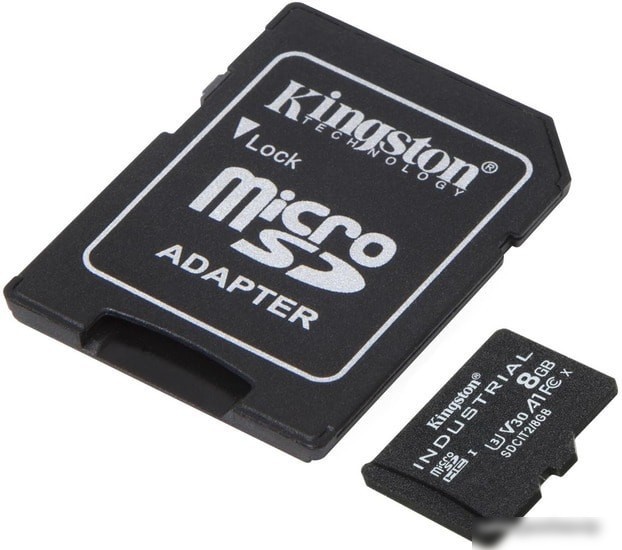 Карта памяти Kingston Industrial microSDHC SDCIT2/8GB 8GB (с адаптером)