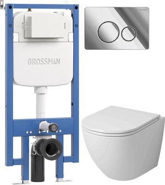 Унитаз подвесной Grossman GR-4455SQ + 900.K42.01.000 + Style 700.K45.05.10M.10M (хром глянцевый)