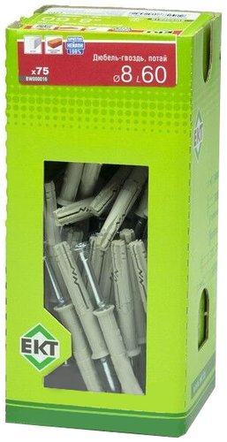Дюбель-гвоздь ЕКТ Потайной 8x60 BW000016 (75 шт, нейлон)
