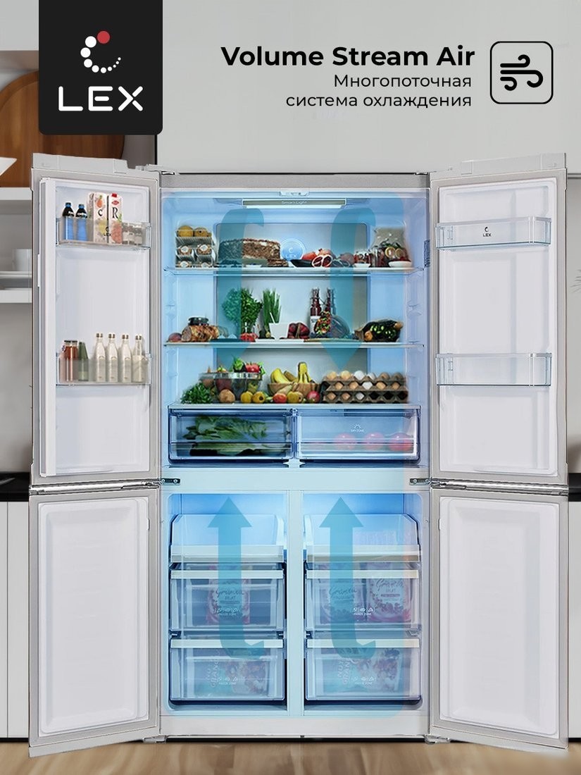Четырёхдверный холодильник LEX LCD505WGID