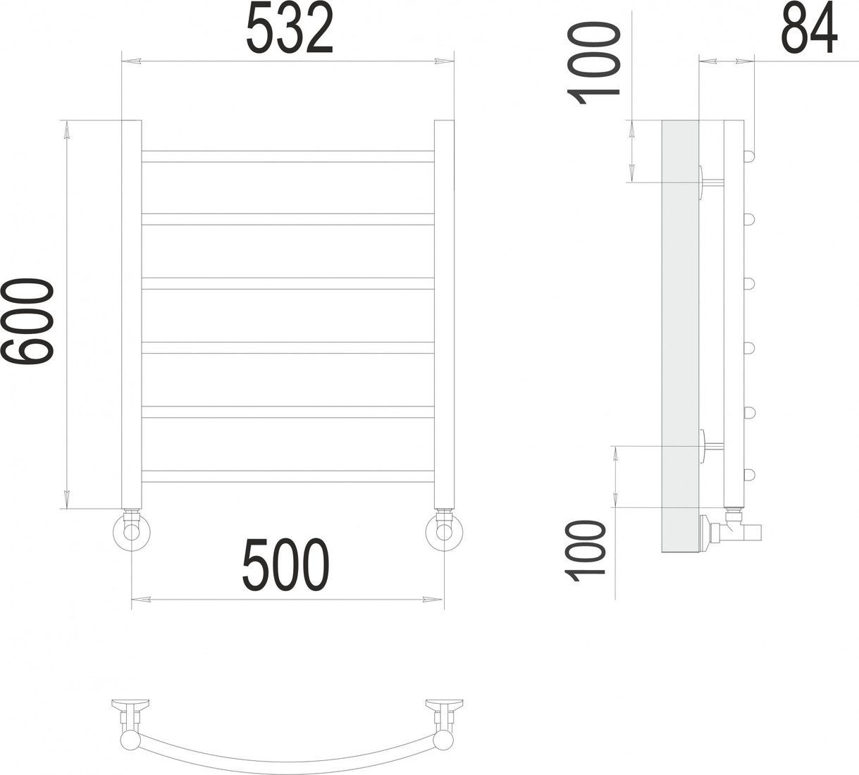Полотенцесушитель TERMINUS Классик П6 500x600 (RAL 9003 белый)