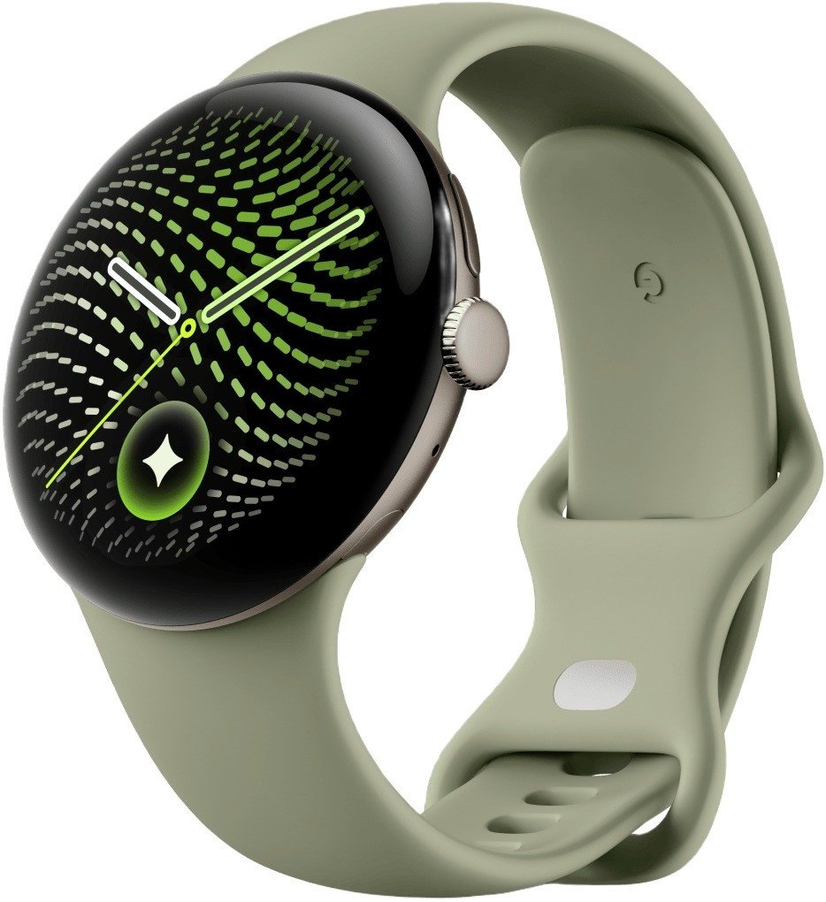 Умные часы Google Pixel Watch 5 45 мм (пирит сатиновый/обсидиан, спортивный силиконовый ремешок)