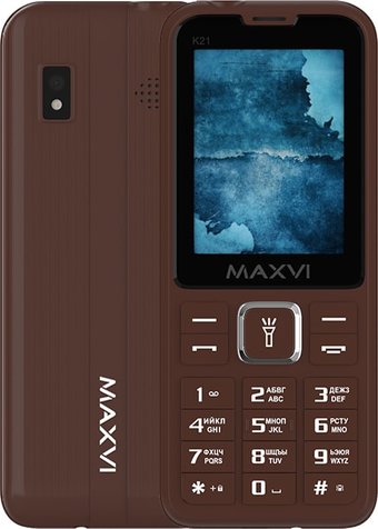 Кнопочный телефон Maxvi K21 (коричневый)