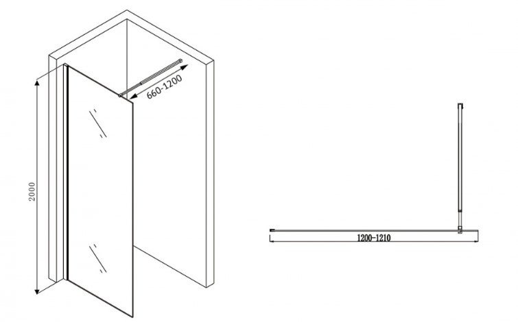 Душевая стенка Abber Immer Offen AG61120B8