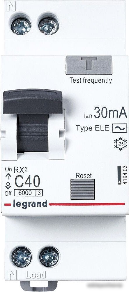 Дифференциальный автомат Legrand RX3 1P+N C 40А 30мА 6кА 2М AC 419403 Дифференциальный автомат Legrand RX3 1P+N C 40А 30мА 6кА 2М AC 419403