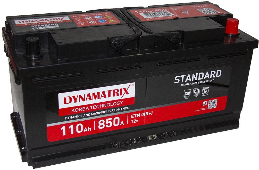 Автомобильный аккумулятор Dynamatrix Standard R+ 850A (110 А·ч)