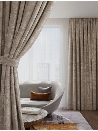 Комплект штор Mio Tesoro Мрамор 150x270 (2 шт, бежевый)
