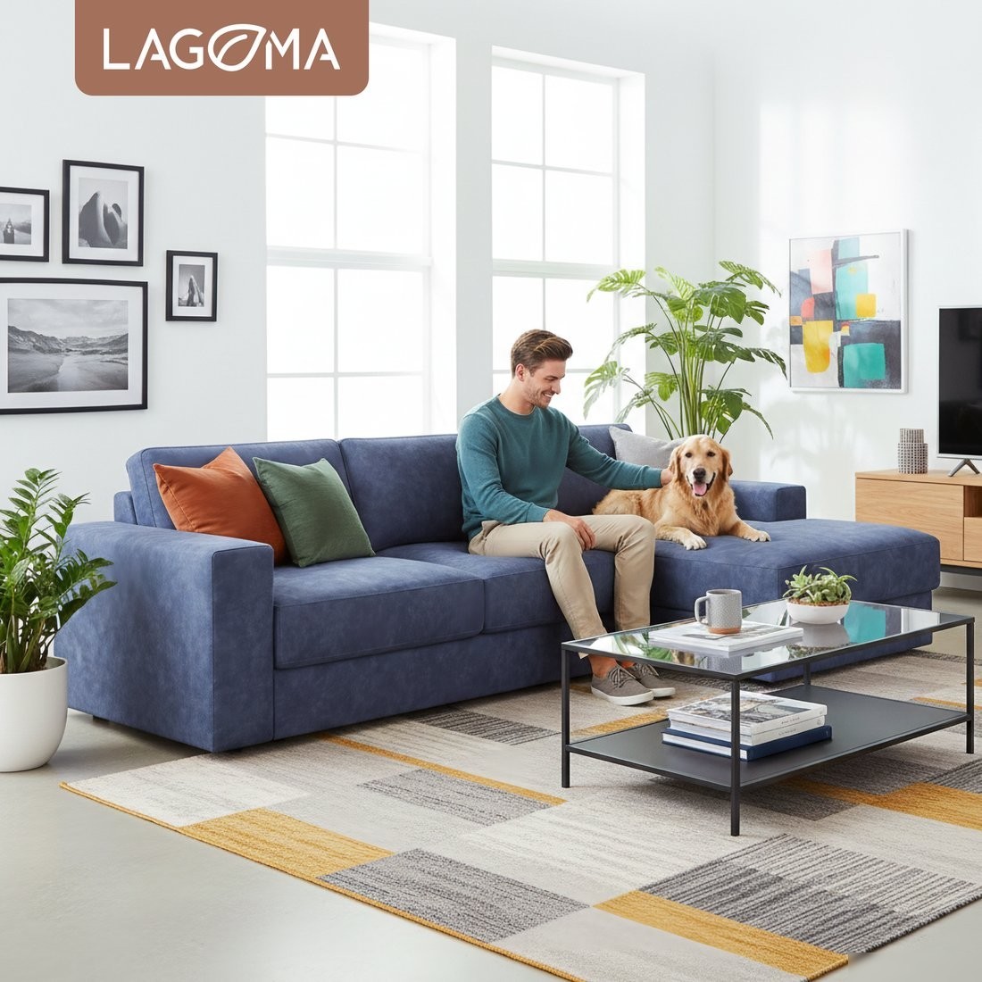 Угловой диван Lagoma Прайд правый (Tango Blue)