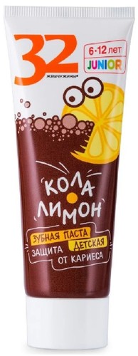 Зубная паста Modum 32 Жемчужины Junior Защита от кариеса Кола-лимон 75 г