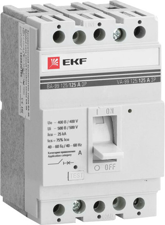 Выключатель автоматический EKF PROxima ВА-99 125125А 3P 25кА mccb99-125-125
