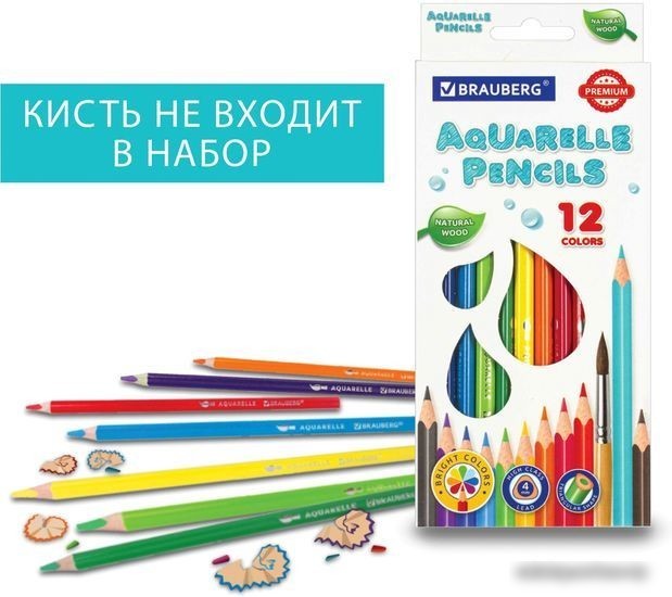 Набор цветных карандашей BRAUBERG Premium aquarelle 181671 (12 шт.)